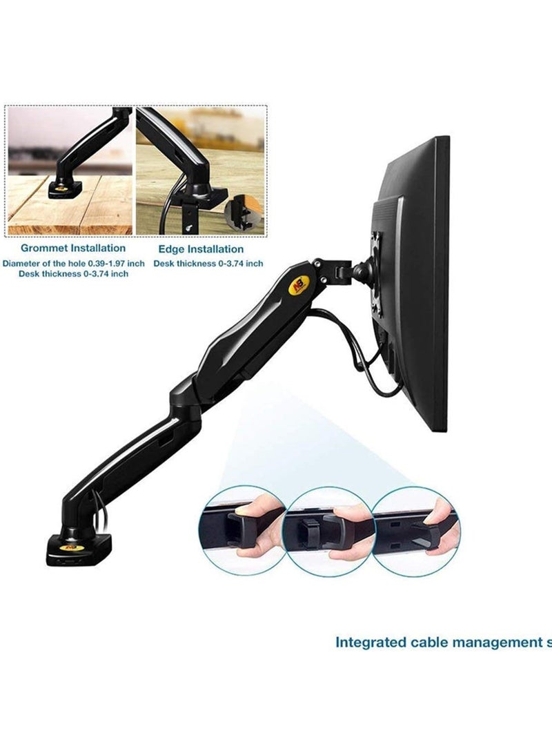 نورث بايو ذراع شاشة احترافي F80 بنظام الزنبرك الغازي - حامل مكتب كامل الحركة للشاشات من 17 لـ 27 بوصة - ارتفاع وقابل للتعديل ودوران كامل لتنظيم المكتب وتوفير المساحة - Image 4